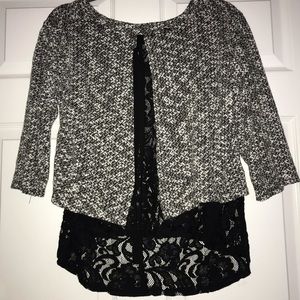 Black grey lace detail boutique sweater